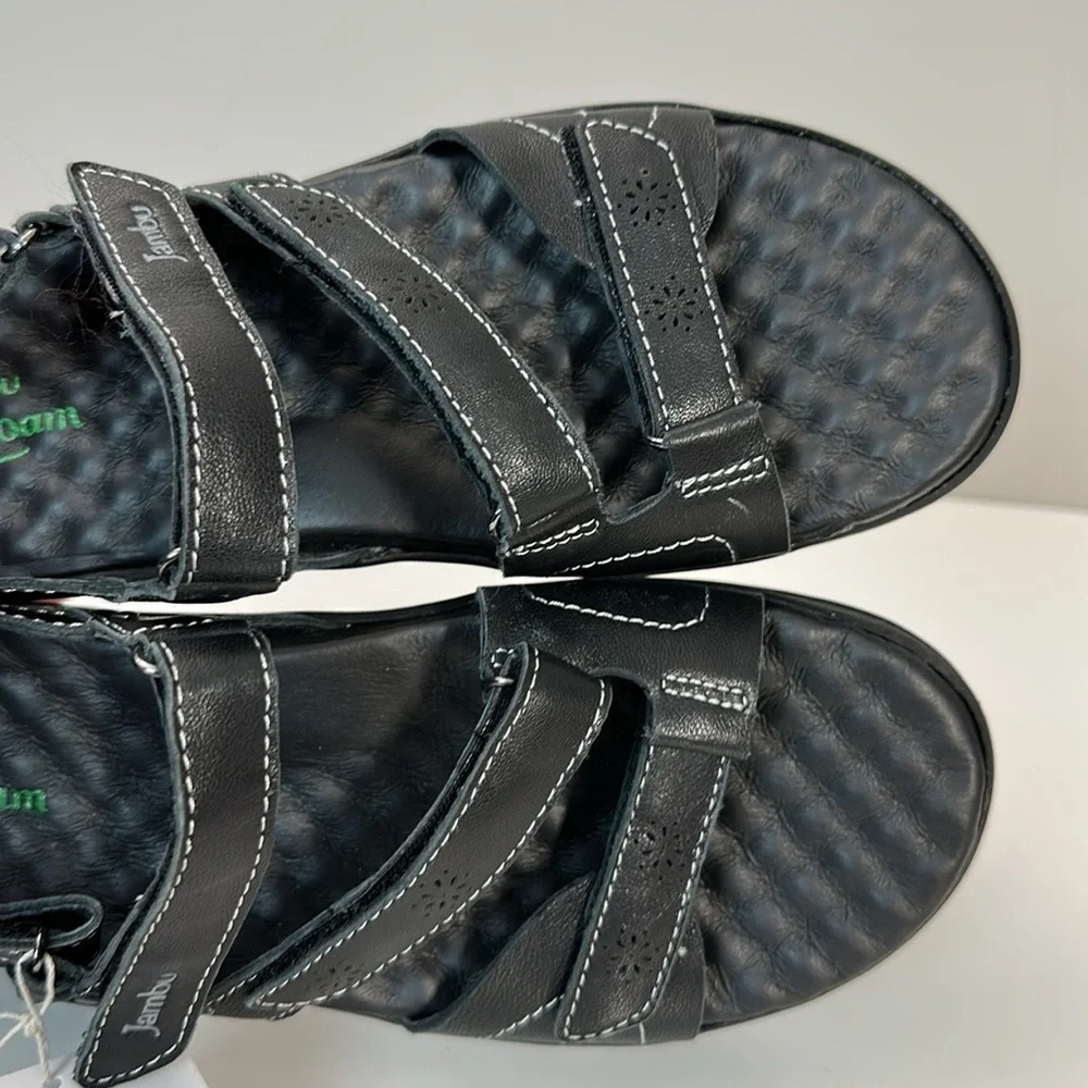 NWT Jambu Black Leather Ruby Relax Foam Sandals Size 9